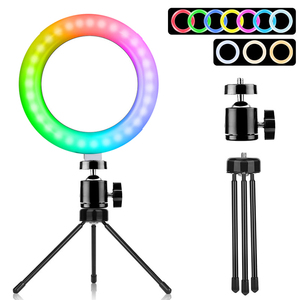 Anneau lumineux de 6 pouces <span class=keywords><strong>RGB</strong></span> 8W 2700-7000K Température de couleur Contrôle par fil - Solution d'éclairage photographique parfaite pour les vidéos de téléphone - Product Image 5
