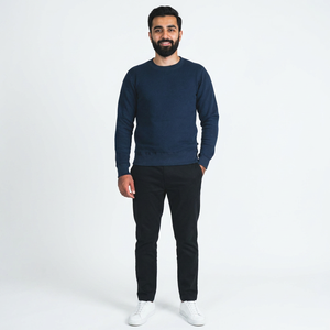 Sweat-shirts à capuche personnalisés OEM, sweat-shirts décontractés, col rond, manches longues, taille plus, tricotés, 100% coton, pull noir pour homme - Product Image 1