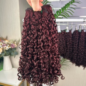 <b>Pixie</b> Curl Hair Bundles Super Double Drawn 100% Human Hair Full Density Pissy Bundles Wine Color - Product Image 1