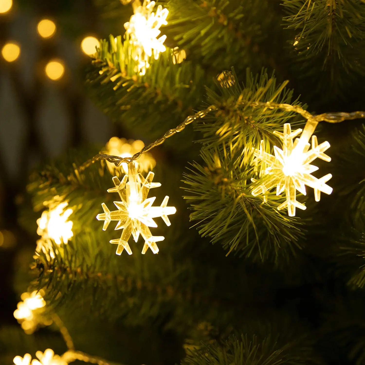 Copo de nieve Solar decoraciones de Navidad 50 LED a prueba de agua luces de hadas para fiesta de boda árbol habitación jardín Patio Yard a casa