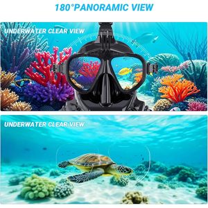 Máscara de buceo completa Smaco, lente de vidrio templado de silicona negra con soporte para cámara para snorkel y buceo - Product Image 5
