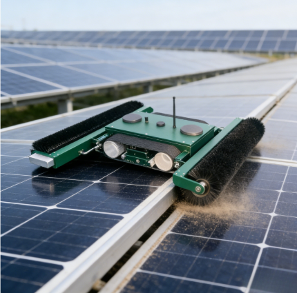 Autonomous Tracked Solar Panel Cleaning Robot Wireless Charging IP65 Waterproof PV Module Cleaner for Desert Mountain Solar Farm
