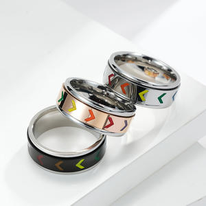 Rotating Rainbow Flag <b>Titanium</b> Steel <b>Ring</b> Arrow Pattern Unisex Fashion Jewelry Gift From Dongguan - Product Image 2