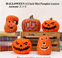 Lanterne citrouille LED de 5,5 pouces pour Halloween, décoration de vacances, ornement pour centre commercial et maison