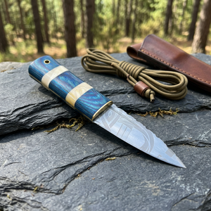 Couteau Sgian Dubh en acier Damas sur mesure OEM, manche en bois fait main, couteau écossais pour kilt des Highlands - Product Image 1