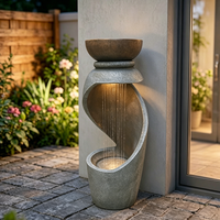 Fontaine d'eau en cascade en résine autoportante pour jardin, intérieur et extérieur, avec éclairage LED, vente en gros