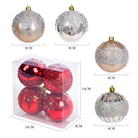 Nouvelle Boule de Noël Mate Électroplaquée à Paillettes Diamantées de 8 cm, Décoration Suspendue Directe Usine pour Arbre de Noël et Fêtes