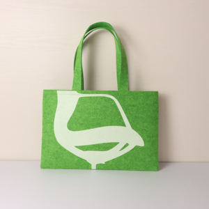 Sac fourre-tout unisexe en feutre PET personnalisé, grande capacité, vert, pour courses, avec logo imprimé en soie, OEM - Product Image 1