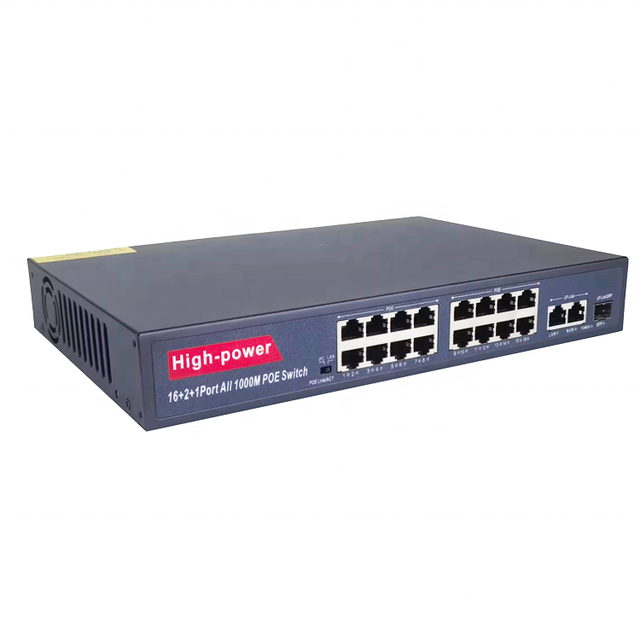 Best Sale 16Channels Metal Housing 24V Passive Network Industrial 1000Mbps 16 Port 100Mbps Switch Poe With Fiber Optic
