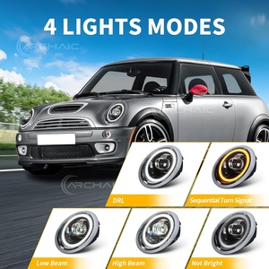 Faros Delanteros LED Arcaicos para <span class=keywords><strong>Mini</strong></span> Cooper <span class=keywords><strong>R50</strong></span>/R52/R53 2001-2007 <span class=keywords><strong>MINI</strong></span> Coopers <span class=keywords><strong>MINI</strong></span> <span class=keywords><strong>One</strong></span>/JCW con Señales de Giro Secuenciales y Luces de Circulación Diurna Cromadas - Product Image 3