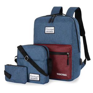 New Latest Design Waterproof Anti-Theft Geometric Business <b>Laptop</b> Backpack USB Charging Large Capacity 3 Piece Set Oxford - Product Image 3
