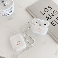Étuis d'écouteurs en TPU souple pour Airpods Pro 2ème housse de protection transparente en cœur doux pour Apple Airpods 1 2 3 étui avec porte-clés