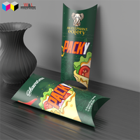 Boîte d'emballage biodégradable en papier kraft 100 % alimentaire, forme oreiller, pour wraps shawarma, avec fonction déchirable, pour emballage de tarte