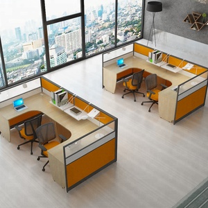 Modern 4 Seats Office Glass Partition, Modern Design Office Partition Table - Product Image 3