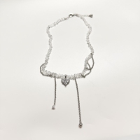 Nouveau Design Coeur Glands Cristal Lumière Extravagant Collier Double Couche Chaîne Collier Ras Du Cou Haute Qualité Bijoux Pour Femmes