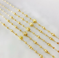 Pulsera de Oro Sólido 18K al por Mayor, Oro Real Au750, Cuentas Facetadas Ojo de Gato, Pulseras de Cadena de Cuentas de Oro para Mujer, Joyería Fina