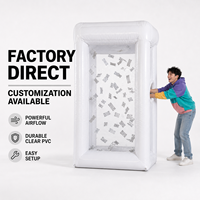 Cabine gonflable personnalisée en PVC blanc pour attraper l'argent, machine à attraper l'argent gonflable pour la promotion commerciale et les centres commerciaux 1