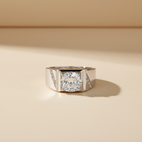 Bagues en argent au design simple 1 carat pour hommes, bague en moissanite 925 pour hommes avec DEF VVS1 et certificat GRA, passe le testeur de diamant