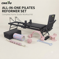 Paquete de Reformer de Pilates Estilo Estudio con Caja de Pilates, Cinturón de Mancuernas para Cintura y Rodillos de Masaje de Yoga para el Hogar