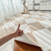 Tapis auto-adhésif japonais entièrement couvrant, tissé à la machine, librement assemblable, pour salon et chambre, amovible et lavable