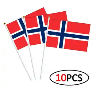 スポーツのお祝いのディスプレイとフェスティバルイベントのための工場卸売14x21cmプリントポリエステルノルウェーの小さな旗