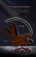 Chaise de bureau classique en cuir véritable ergonomique pour cadres avec repose-pieds