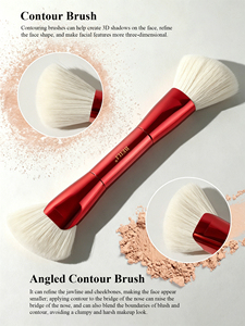 Ensemble de pinceaux de maquillage en aluminium <span class=keywords><strong>rouge</strong></span>, poils synthétiques véganes, avec virole en aluminium épaissie pour le maquillage du visage, des lèvres et du <span class=keywords><strong>correcteur</strong></span> - Product Image 5