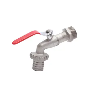 Garden DN20 Nickel Plated Body Brass Hose Union Nozzle End Outdoor Bibcock With PVC Handle
