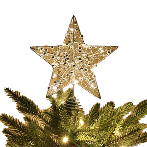 Exquisite Elegant Eco Friendly <b>Christmas</b> <b>Tree</b> <b>Top</b> Decorative Light Three-dimensional Pentagram Plush Metal Factory Wholesale - Product Image 1