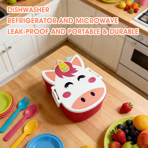 Boîte à lunch portable pour enfants Maisons, sans BPA, avec couvercle en PP, anti-fuite, multifonction, <span class=keywords><strong>bento</strong></span> avec conservation pour les repas scolaires - Product Image 5