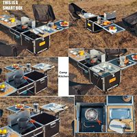 Ensemble de cuisine de camping en acier inoxydable Yansen, boîte de cuisine pliable mobile, table de cuisson, réchaud portable, pliable pour voiture, plage, randonnée, usage occasionnel