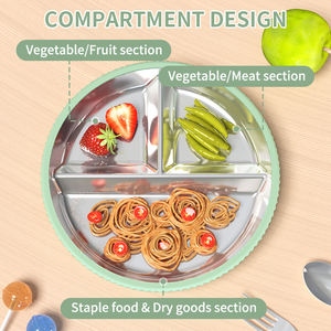 Plateau repas enfant en acier inoxydable avec couvercle en silicone pour la protection de l'environnement domestique, idéal pour bébé - Product Image 4