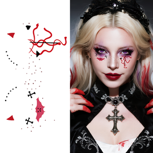 Autocollant tatouages temporaires Halloween Clown rouge Halloween Comical Joker Evil Halloween Maquillage Tatouage étanche pour visage et bras - Product Image 1