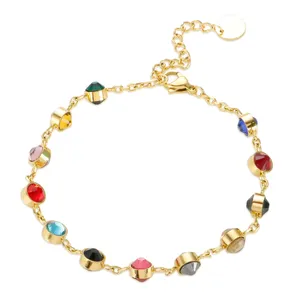 Bejeweled Lateefah 2024 Colorful Crystal Double Sided Bejeweled Stainless Steel 12 Birthstone Bracelet