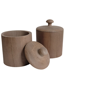 Wooden <b>Storage</b> <b>Jar</b> with Wooden Lid Cylinder Shape Classic Design 250ml Eco-Friendly Durable Air Tight Container <b>for</b> <b>Kitchen</b> Use - Product Image 1