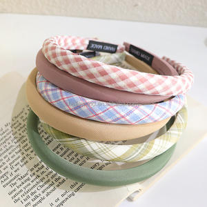 BELLEWORLD usine 2023 nouveau élégant populaire filles bandeau coiffure couleur unie plaid mince maquillage bandeaux pour les femmes - Product Image 2