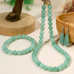 Collar de cuentas de <span class=keywords><strong>jade</strong></span> hecho a mano DAISY youf, aretes de piedra natural con forma de gota de agua, pulsera y conjunto de accesorios al por mayor - Product Image 4