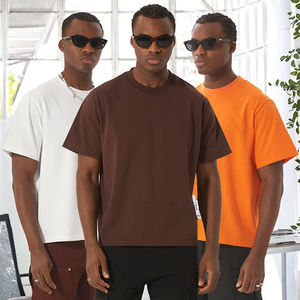 Camiseta de Manga Corta Unisex de Algodón Grueso de Alta Calidad 2024, 100% Algodón, Corte Holgado, Color Negro Sólido, Talla Grande para Hombre - Product Image 2