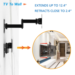 Support mural pivotant pour téléviseur Charmount, VESA max 100x100 mm, compatible avec les téléviseurs de 10 à 32 pouces, inclinaison et rotation, bras robuste pour fixation murale, 62-315 mm - Product Image 4