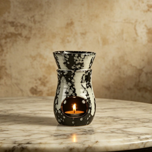 Black-and-white Kiln-shift Speckled Ceramic Aroma burner Household Candle Wax Melter Niche Wabi-sabi-style Essential Oil - Product Image 3