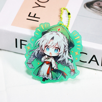 Offre Spéciale acrylique breloque couleur verte acrylique porte-clés personnalisé Anime fille personnage simple face en plastique porte-clés pour sac