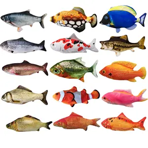 2023 춤 도매 물고기 고양이 장난감 USB 물고기 플러시 베개 전자 재미 이동 플로피 물고기 장난감 개박하