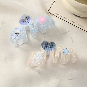 Pinces à cheveux ondulées irrégulières à imprimé dessin animé, barrettes requin creuses en acrylique mignonnes, accessoires doux et féminins pour coiffure quotidienne - Product Image 5