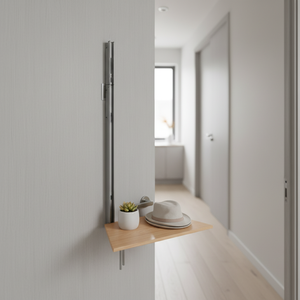 Mensola da parete Sunique in legno, a un livello, pieghevole, regolabile, minimalista, per riporre oggetti dietro le porte o le pareti - Product Image 3