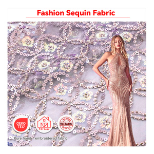 2025 cô gái sang trọng 'buổi tối Dresses tùy chỉnh 100% polyester thoáng khí chống nhăn vòng tròn hoa <span class=keywords><strong>sequin</strong></span> lưới vải - Product Image 1