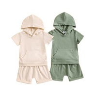 Ensemble de 2 pièces pour bébé, garçon et fille, en coton, avec poche, pour l'été, nouveau-né, nourrisson, tout-petit, vêtements neutres, haut et short