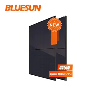 Bluesun แผงเซลล์แสงอาทิตย์สีดำล้วนขนาด415W 440W 460W 500W 600W แผงโซลาร์เซลล์ชนิด N สำหรับใช้ในบ้าน