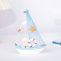 Modèle de voilier en bois miniature de 15 cm, fait main, décoration d'intérieur, bateau de pêche miniature, centre de table bleu, marque G'k'z'l, Chine