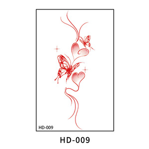 Autocollant de tatouage temporaire de fleurs de papillon rouge frais petit Style rétro avec sensibilité Ins de haut niveau Sexy nouvelle conception de tatouage - Product Image 4