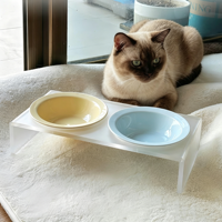 Bol à nourriture pour animaux de compagnie en céramique pliable et étanche avec support en acrylique surélevé pour poulets – Gamme Premium de bols et mangeoires